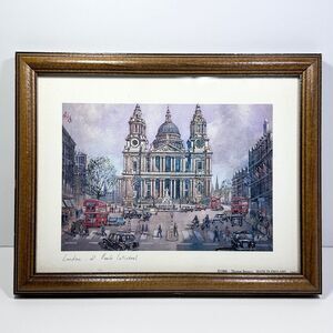 H Moss Lithograph St Paul's Cathedral London 9 x 7